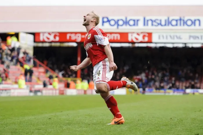 Framed Print : Bristol City's Simon Gillett Scores Thrilling Goal Against Gillingham in Sky Bet League One Framed Print : Bristol City's Simon Gillett Scores Thrilling Goal Against Gillingham in Sky Bet League One
