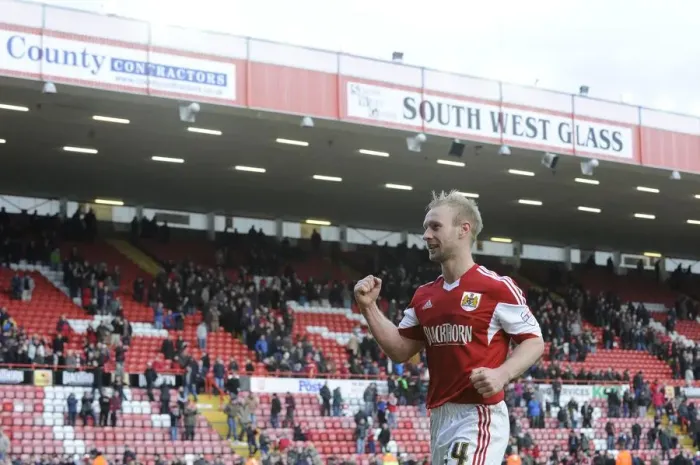 Framed Print : Bristol City's Simon Gillett: Triumphant Celebration After Win Against Gillingham (March 1, 2014) Framed Print : Bristol City's Simon Gillett: Triumphant Celebration After Win Against Gillingham (March 1, 2014)