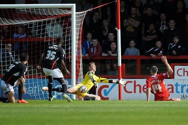 Bristol City's Simon Moore Saves Jamie Proctor's Shot at Crawley Town, Sky Bet League One