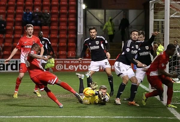 Bristol City's Simon Moore Saves from Leyton Orient's Kevin Lisbie in Sky Bet League One Clash