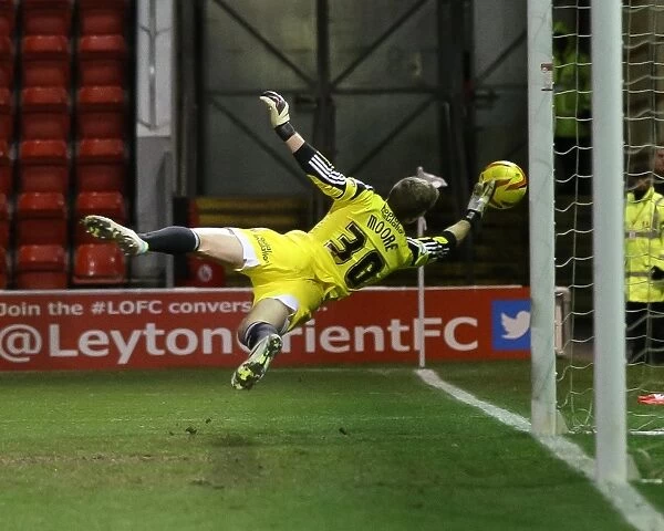 Bristol City's Simon Moore Saves Shot at Leyton Orient, Sky Bet League One (11 February 2014)