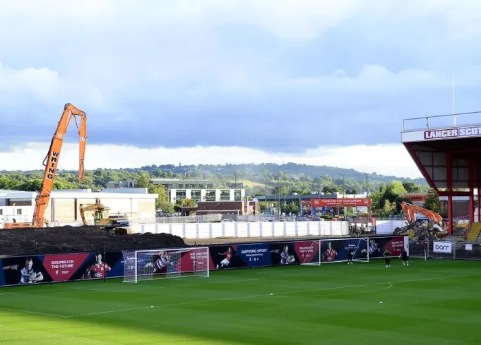 Framed Print : Bristol City's South Stand Development: Transforming Ashton Gate Ahead of Football Match vs Leyton Orient (August 2014)