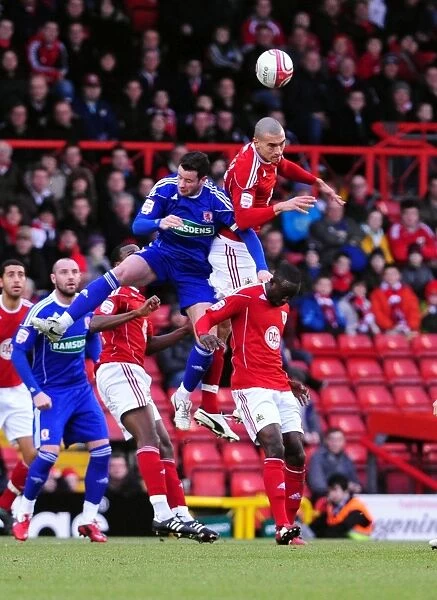 Bristol City's Steven Caulker Wins the High Ball in Championship Clash vs Middlesbrough (15 / 01 / 2011)