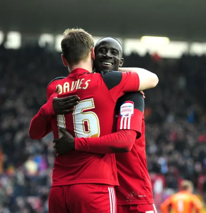 Framed Print : Bristol City's Steven Davies and Albert Adomah Celebrate Goals, Putting Bristol City 2-0 Up Against Middlesbrough (March 9, 2013) Framed Print : Bristol City's Steven Davies and Albert Adomah Celebrate Goals, Putting Bristol City 2-0 Up Against Middlesbrough (March 9, 2013)