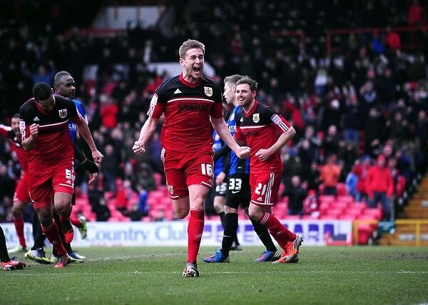 Bristol City's Steven Davies Celebrates Fifth Goal Against Barnsley in Npower Championship Match