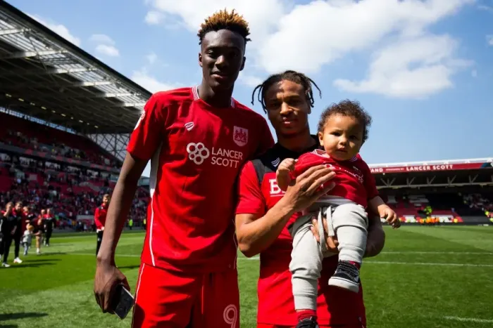 Framed Print : Bristol City's Tammy Abraham and Bobby Reid Celebrate Championship Title Win Framed Print : Bristol City's Tammy Abraham and Bobby Reid Celebrate Championship Title Win