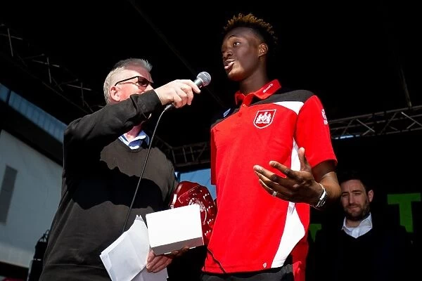 Bristol City's Tammy Abraham Celebrates Young Player of the Year Award with Fans at Ashton Gate Stadium