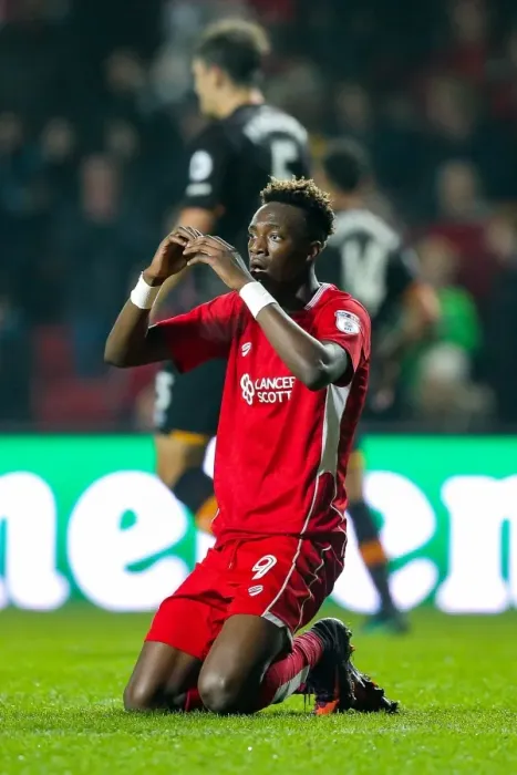 Framed Print : Bristol City's Tammy Abraham Disappointed as Hull City Clear Shot Off the Line in EFL Cup Framed Print : Bristol City's Tammy Abraham Disappointed as Hull City Clear Shot Off the Line in EFL Cup