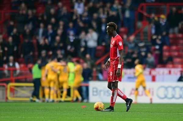 Bristol City's Tammy Abraham Looks Disappointed as Preston North End Take 1-0 Lead