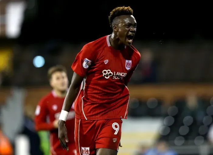 Framed Print : Bristol City's Tammy Abraham Scores Shocking Winning Goal vs. Fulham in EFL Cup Framed Print : Bristol City's Tammy Abraham Scores Shocking Winning Goal vs. Fulham in EFL Cup