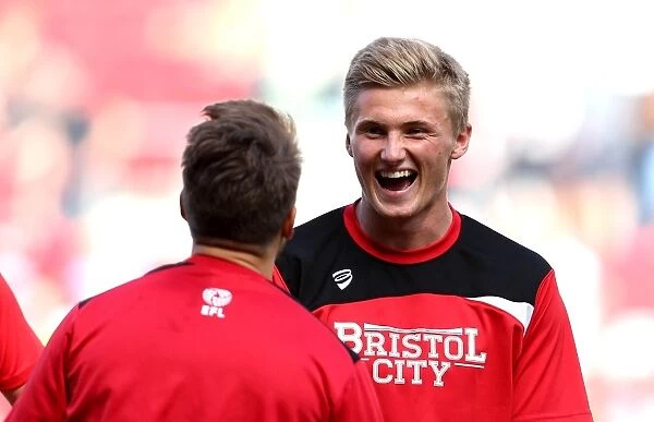 Bristol City's Taylor Moore Grins During Warm-Up Ahead of Derby County Clash