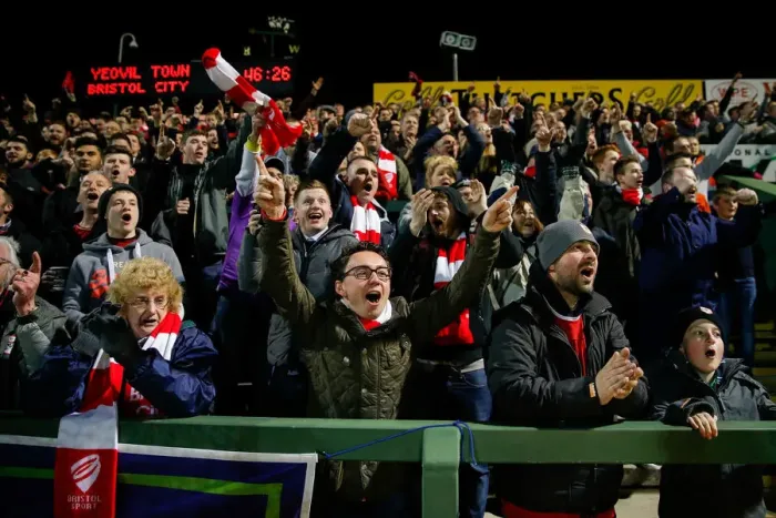 Framed Print : Bristol City's Thrilling Opener: Fans Euphoria at Hush Park Stadium Framed Print : Bristol City's Thrilling Opener: Fans Euphoria at Hush Park Stadium