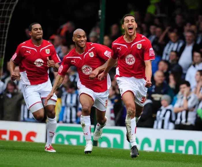Framed Print : Bristol City's Thrilling Opener: Lewin Nyatanga Scores Against Newcastle United in Championship Match (2010) Framed Print : Bristol City's Thrilling Opener: Lewin Nyatanga Scores Against Newcastle United in Championship Match (2010)