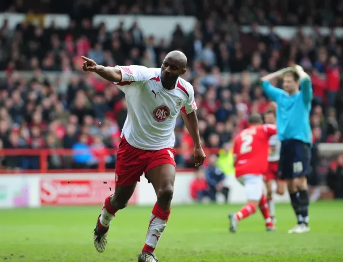 Framed Print : Bristol City's Thrilling Victory: Dele Adebola's Epic Goal Celebration vs. Nottingham Forest Framed Print : Bristol City's Thrilling Victory: Dele Adebola's Epic Goal Celebration vs. Nottingham Forest