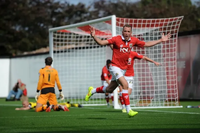 Framed Print : Bristol City's Thrilling Victory: Wilbraham's Goal Celebration vs Colchester United, Sky Bet League One (2014) Framed Print : Bristol City's Thrilling Victory: Wilbraham's Goal Celebration vs Colchester United, Sky Bet League One (2014)