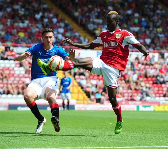 Framed Print : Bristol City's Toby Ajala in Action during Bristol City vs Glasgow Rangers (2013) Framed Print : Bristol City's Toby Ajala in Action during Bristol City vs Glasgow Rangers (2013)