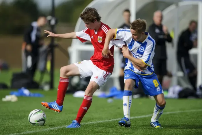 Framed Print : Bristol City's Tom Fry Battles Past Brighton's Cameron Wiltshire in U18 Football Clash Framed Print : Bristol City's Tom Fry Battles Past Brighton's Cameron Wiltshire in U18 Football Clash