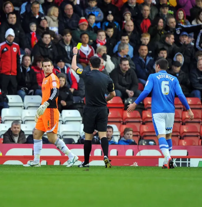 Framed Print : Bristol City's Tom Heaton Booked in Championship Clash vs. Peterborough United (December 2012) Framed Print : Bristol City's Tom Heaton Booked in Championship Clash vs. Peterborough United (December 2012)