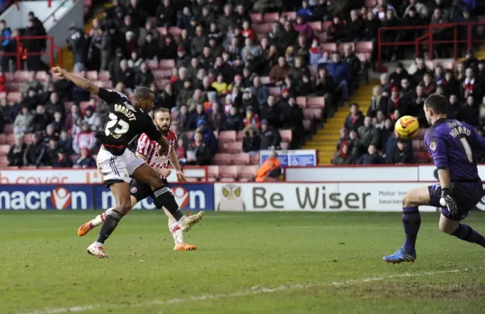 Framed Print : Bristol City's Tyrone Barnett Aims for Glory: Sheffield United vs. Bristol City, Sky Bet League One (February 2014) Framed Print : Bristol City's Tyrone Barnett Aims for Glory: Sheffield United vs. Bristol City, Sky Bet League One (February 2014)