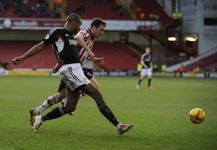 Framed Print : Bristol City's Tyrone Barnett Crosses Ball During Sheffield United vs. Bristol City Football Match, 2014 Framed Print : Bristol City's Tyrone Barnett Crosses Ball During Sheffield United vs. Bristol City Football Match, 2014