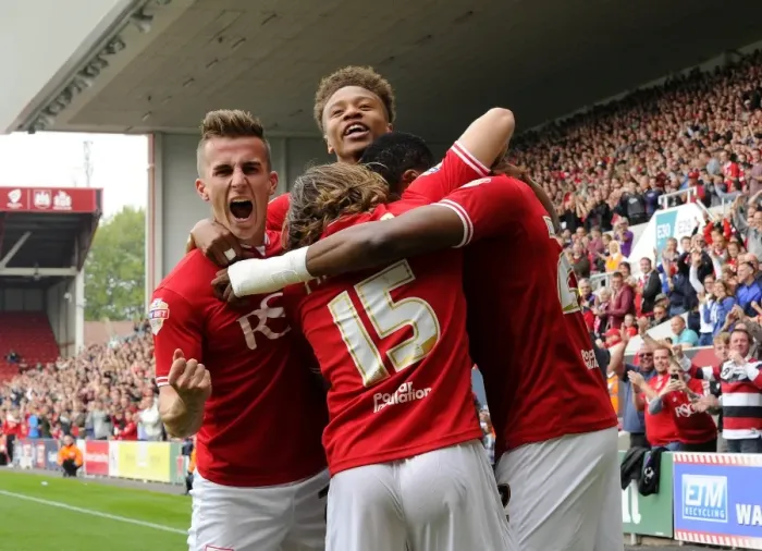 Framed Print : Bristol City's Unstoppable Goal Scorers: Kodjia, Reid, Freeman, Bryan Celebrate in Style (Sky Bet Championship: Bristol City vs MK Dons) Framed Print : Bristol City's Unstoppable Goal Scorers: Kodjia, Reid, Freeman, Bryan Celebrate in Style (Sky Bet Championship: Bristol City vs MK Dons)