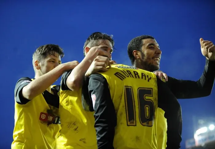 Framed Print : Bristol City's Upset Win: Sean Murray's Goal and Celebration vs. Watford in FA Cup Framed Print : Bristol City's Upset Win: Sean Murray's Goal and Celebration vs. Watford in FA Cup