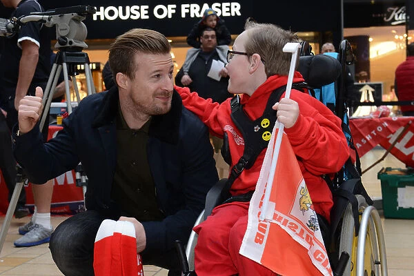Bristol City's Wade Elliott Engages with Oskar at Cabot Circus during Johnstones Paint Trophy Match