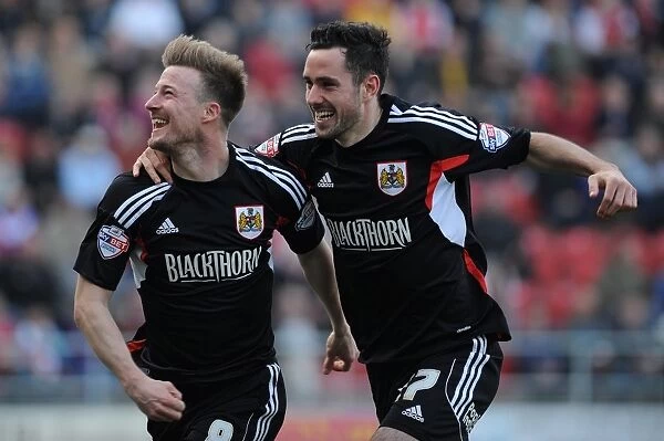 Bristol City's Wade Elliott and Greg Cunningham Celebrate Goal Against Rotherham United, March 2014