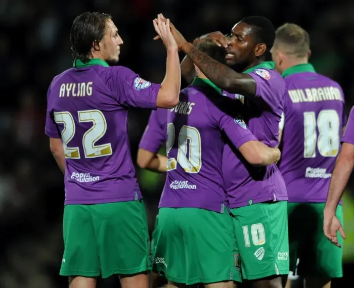 Framed Print : Bristol City's Wes Burns: Euphoric Moment as He Scores the Winning Goal Against Cheltenham Town in the Johnstone's Paint Trophy (2014) Framed Print : Bristol City's Wes Burns: Euphoric Moment as He Scores the Winning Goal Against Cheltenham Town in the Johnstone's Paint Trophy (2014)