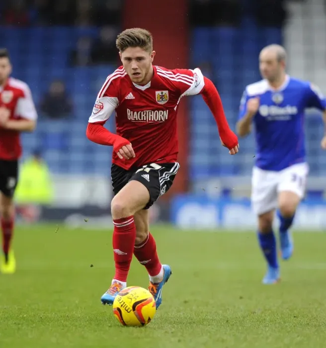 Framed Print : Bristol City's Wes Burns in Action against Oldham Athletic, February 8, 2014