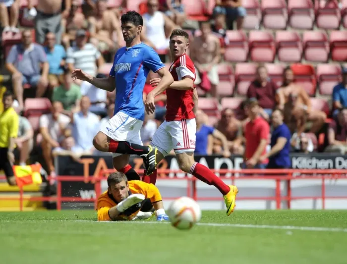 Framed Print : Bristol City's Wes Burns Squanders Chance Against Glasgow Rangers at Ashton Gate, 2013 Framed Print : Bristol City's Wes Burns Squanders Chance Against Glasgow Rangers at Ashton Gate, 2013