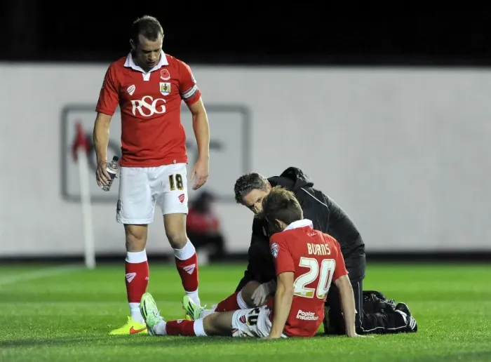 Framed Print : Bristol City's Wes Burns Suffers Injury in Bristol City v AFC Wimbledon Match, 11 / 11 / 2014 Framed Print : Bristol City's Wes Burns Suffers Injury in Bristol City v AFC Wimbledon Match, 11 / 11 / 2014