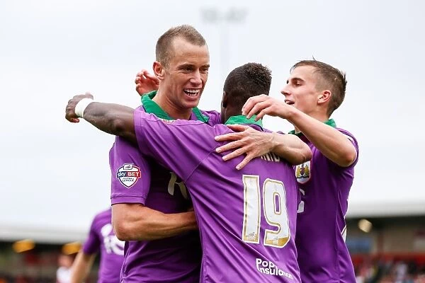 Bristol City's Wilbraham and Agard Celebrate 1-3 Goal vs Fleetwood Town, 2014