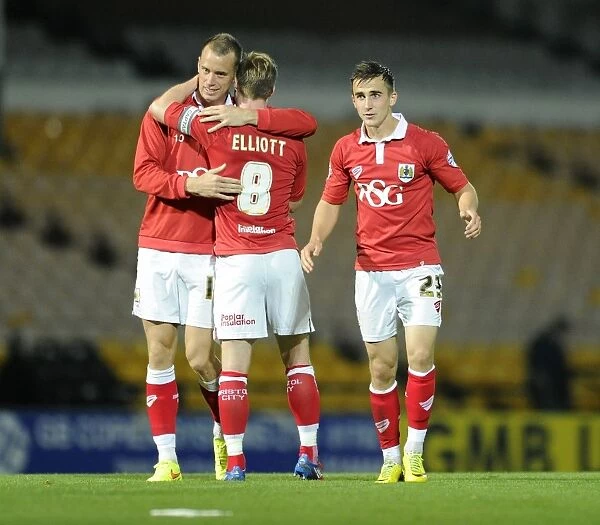 Bristol City's Wilbraham and Elliott Celebrate Goal vs Port Vale, 2014
