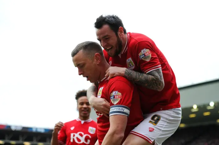 Framed Print : Bristol City's Wilbraham and Tomlin Celebrate Goal vs. Bolton Wanderers (190316) Framed Print : Bristol City's Wilbraham and Tomlin Celebrate Goal vs. Bolton Wanderers (190316)