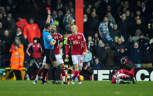 Bristol City's Yannick Bolasie Dismissed: Two Quick Yellow Cards Against Leeds United (04.02.2011)
