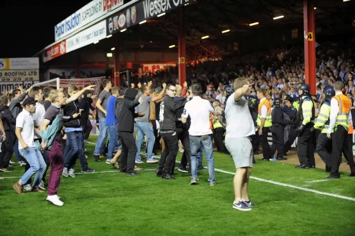 Framed Print : Bristol Derby: Bristol City Fans Celebrate Against Bristol Rovers, Johnstone Paint Trophy 2013