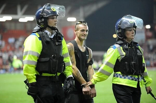 Bristol Derby: Fan Removed by Riot Police during Bristol City vs. Bristol Rovers (Johnstone Paint Trophy 1st Round)