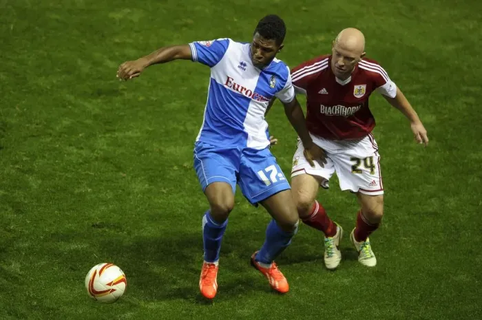 Framed Print : Bristol Derby: Intense Moment as Harrison Clashes with O'Connor in Johnstones Paint Trophy Match Framed Print : Bristol Derby: Intense Moment as Harrison Clashes with O'Connor in Johnstones Paint Trophy Match