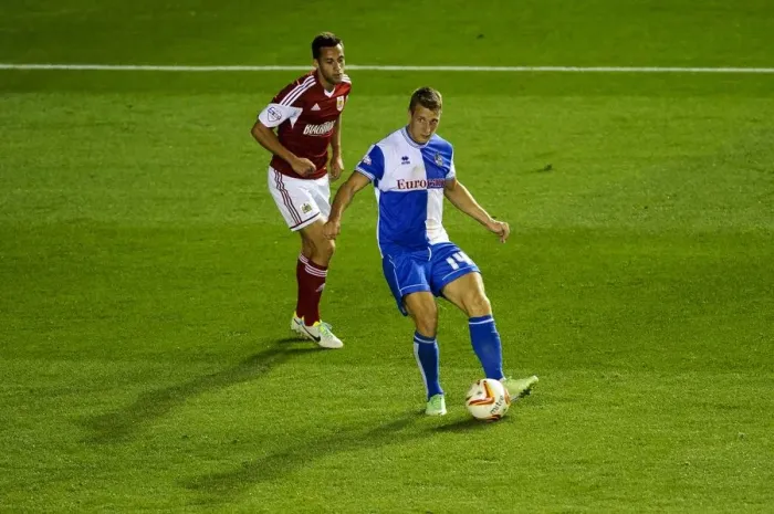 Framed Print : Bristol Derby: Intense Moment from the Johnstones Paint Trophy First Round Match between Bristol City and Bristol Rovers (September 2013)