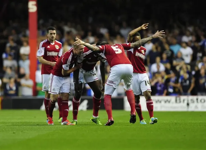 Framed Print : Bristol Derby: Jay Emmanuel-Thomas Scores for Bristol City in Johnstone Paint Trophy Match against Bristol Rovers
