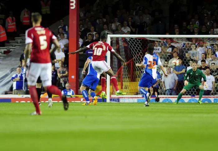 Framed Print : Bristol Derby: Jay Emmanuel-Thomas Scores Opening Goal for Bristol City against Bristol Rovers, September 4, 2013 Framed Print : Bristol Derby: Jay Emmanuel-Thomas Scores Opening Goal for Bristol City against Bristol Rovers, September 4, 2013
