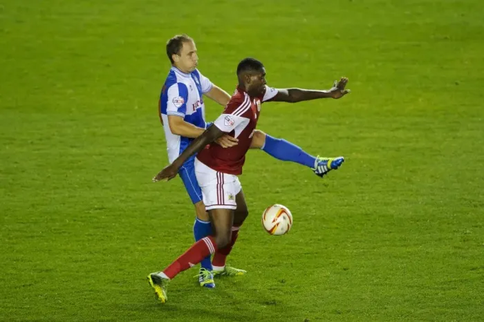 Framed Print : Bristol Derby: Jay Emmanuel-Thomas vs Mark McChrystal Clash in Johnstones Paint Trophy First Round Framed Print : Bristol Derby: Jay Emmanuel-Thomas vs Mark McChrystal Clash in Johnstones Paint Trophy First Round