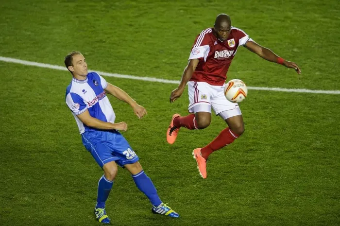 Framed Print : Bristol Derby: Marlon Harewood Takes the Ball from Mark McChrystal in Johnstones Paint Trophy Match