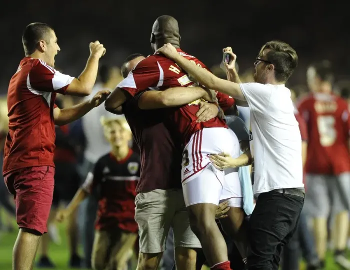 Framed Print : Bristol Derby: Marlon Harewood's Goal, Bristol City Celebrates Victory over Bristol Rovers (September 4, 2013)