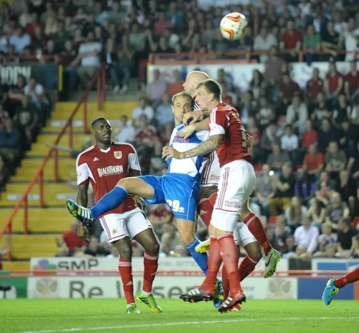 Framed Print : Bristol Derby: McChrystal Scores the Opener for Bristol City in Johnstone's Paint Trophy