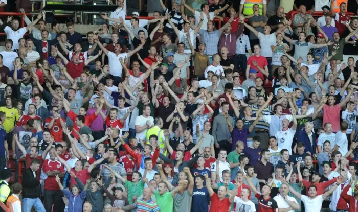 Framed Print : Bristol Derby: Passionate Fans of Bristol City and Bristol Rovers Clash in Johnstone Paint Trophy