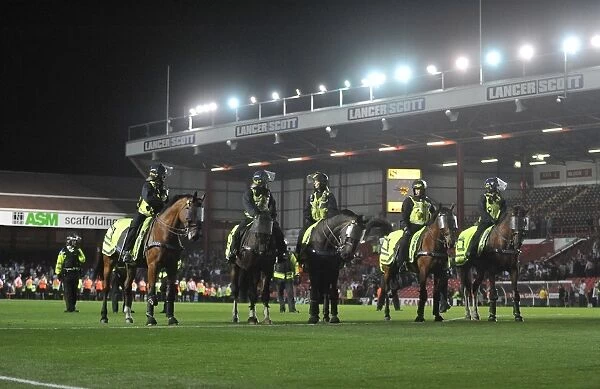 Bristol Derby: Police Horses on the Pitch - Bristol City vs. Bristol Rovers, Johnstone Paint Trophy 2013
