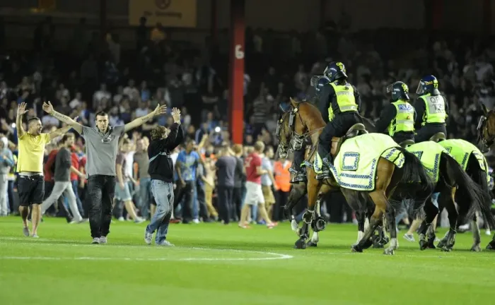 Framed Print : Bristol Derby: Police Intervene at Ashton Gate (Johnstone Paint Trophy 2013) Framed Print : Bristol Derby: Police Intervene at Ashton Gate (Johnstone Paint Trophy 2013)