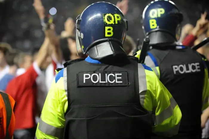 Framed Print : Bristol Derby: Police Intervene as Tensions Flare Between Bristol City and Bristol Rovers Fans (Johnstone Paint Trophy 1st Round, 2013)